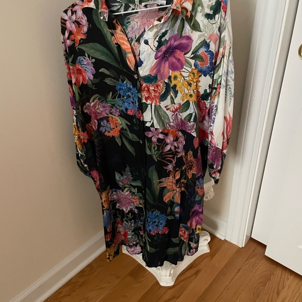Johnny Was Multicolor Floral Print Maxi Dress